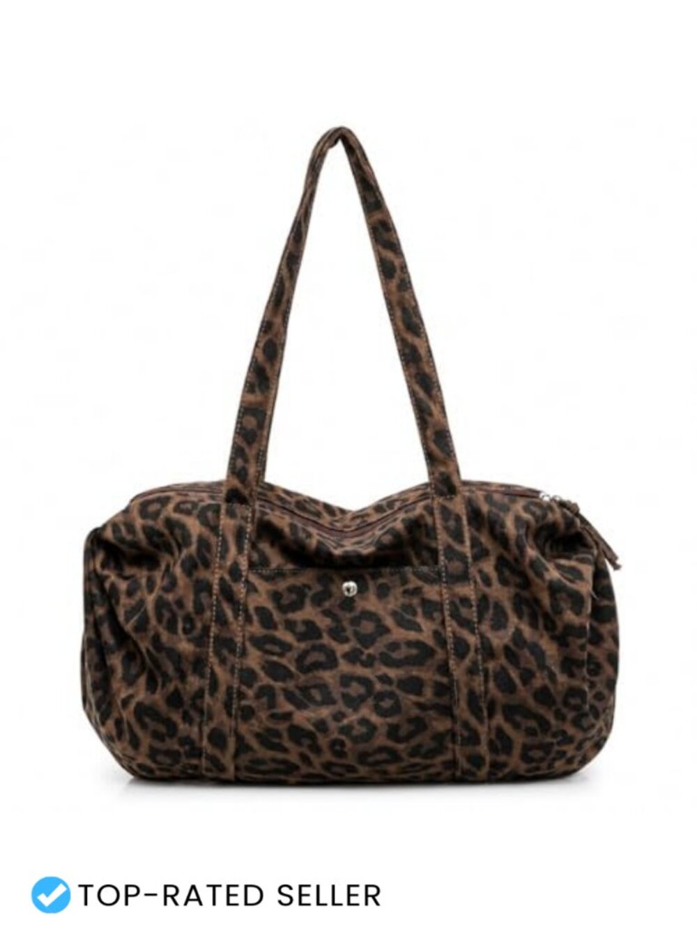 Canvas Leopard Print Bowler Shoulder Bag Y2K Tote Purse